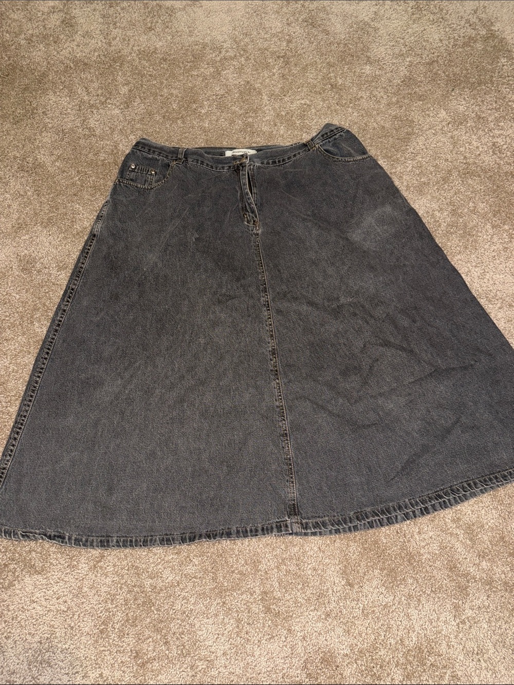 Roaman's Washed Black A-Line Denim Skirt 22W